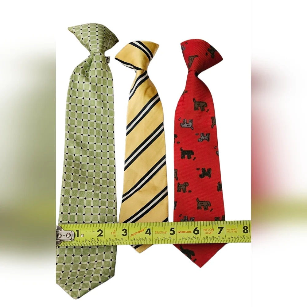 Set of 3 Boys Clip-On Ties - Green, Yellow, Red 1- Chaps 2-Unbranded